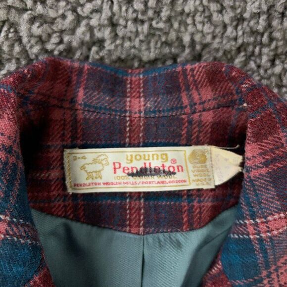 Vintage 60s Young Pendleton Blazer Jacket Womens 3 - 4 Plaid Wool Made in USA - Picture 3 of 11